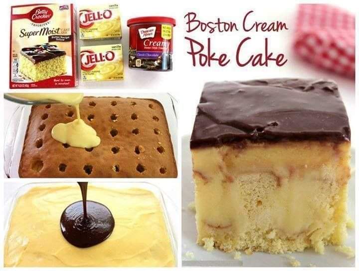 BOSTON CREAM POKE CAKE