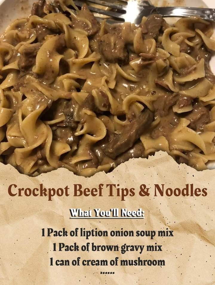 Crockpot beef tips & noodles